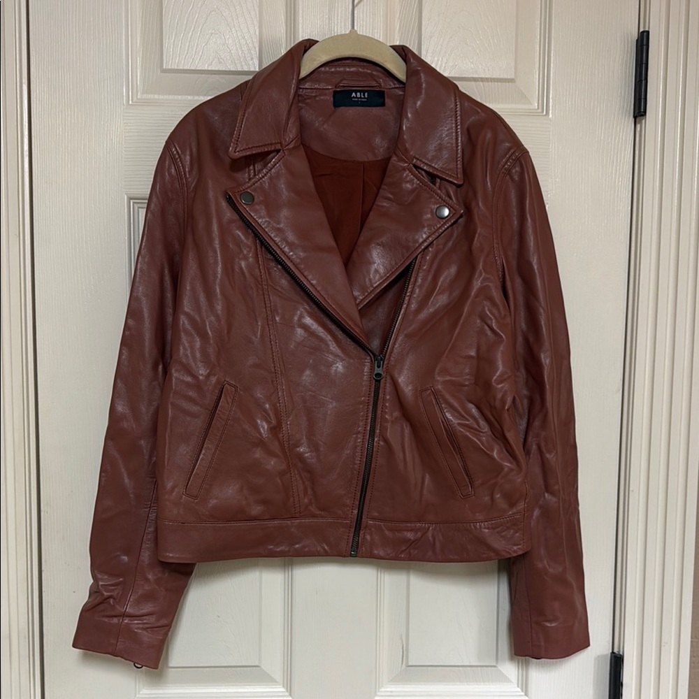 Able Chestnut Leather Jacket. Very soft!! Great condition!